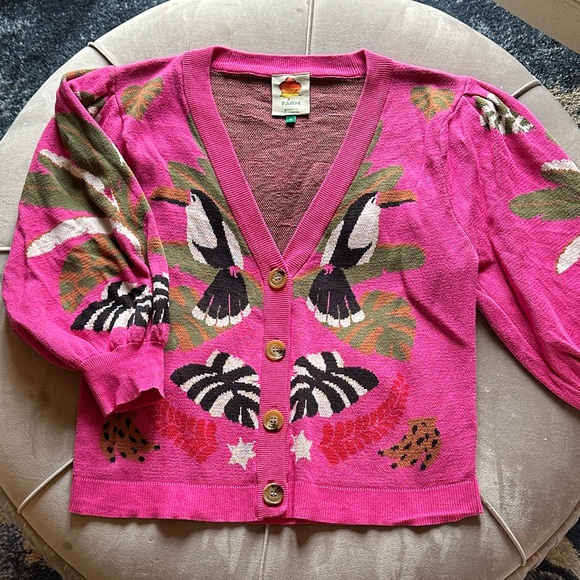 FARM Rio Pink Multicolor Leopard Forest Cardigan - Picture 4 of 9